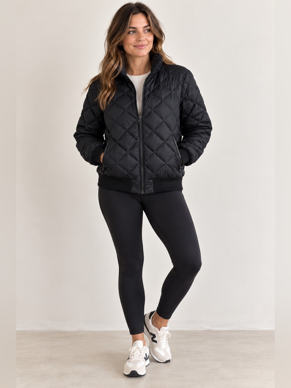 Patagonia Womens Prow Bomber Jacket Women’s XL black Diamonds Quilted Coat